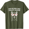 Pun Llama Animal Math Teacher Math No Prob llama Alpaca My Calculator Funny Pun Teacher T-Shirt - Olive Green