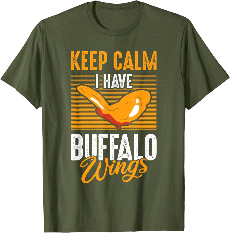 Buffalo Wings Fried Chicken Hot Wing Sauce T-Shirt - Olive Green