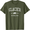 Jim Shorts Glacier National Park T-Shirt Vintage Sports Design Tee T-Shirt - Olive Green