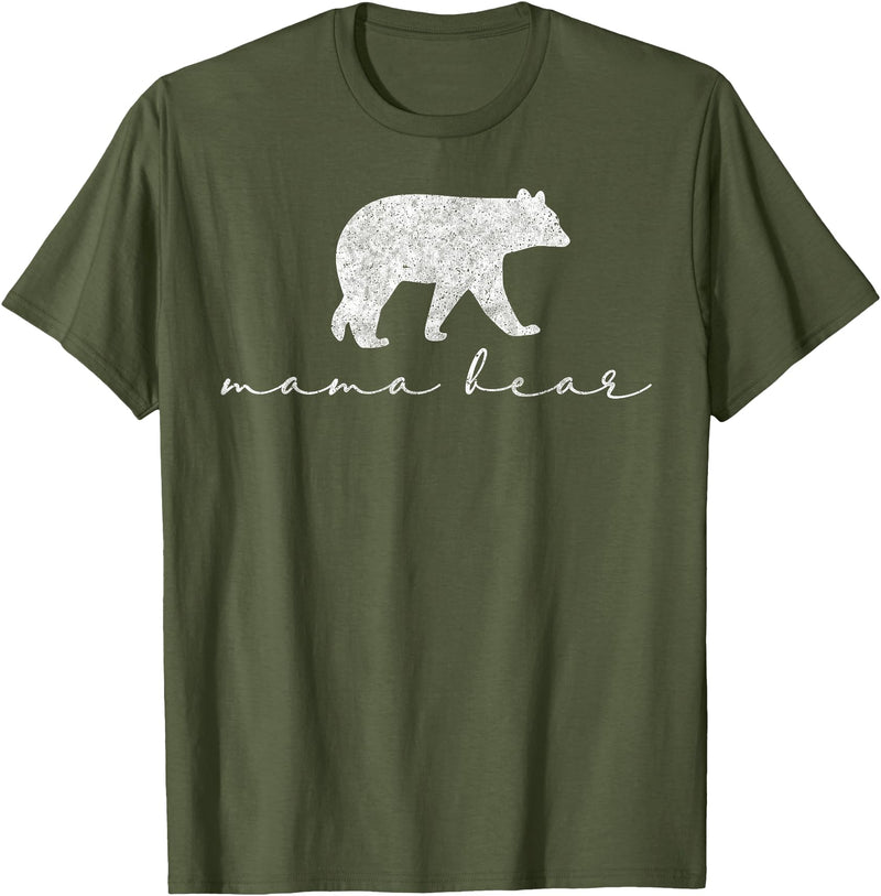 Mama Bear Shirt Cute White T-Shirt - Olive Green