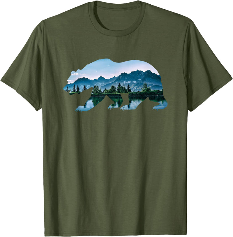 Retro National Park Shirts Bear Vintage National Park Bear Wildlife Mountains T-Shirt - Olive Green