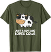 Funny Cow Lover Gifts Just a Boy Who Loves Cows T-Shirt - Olive Green