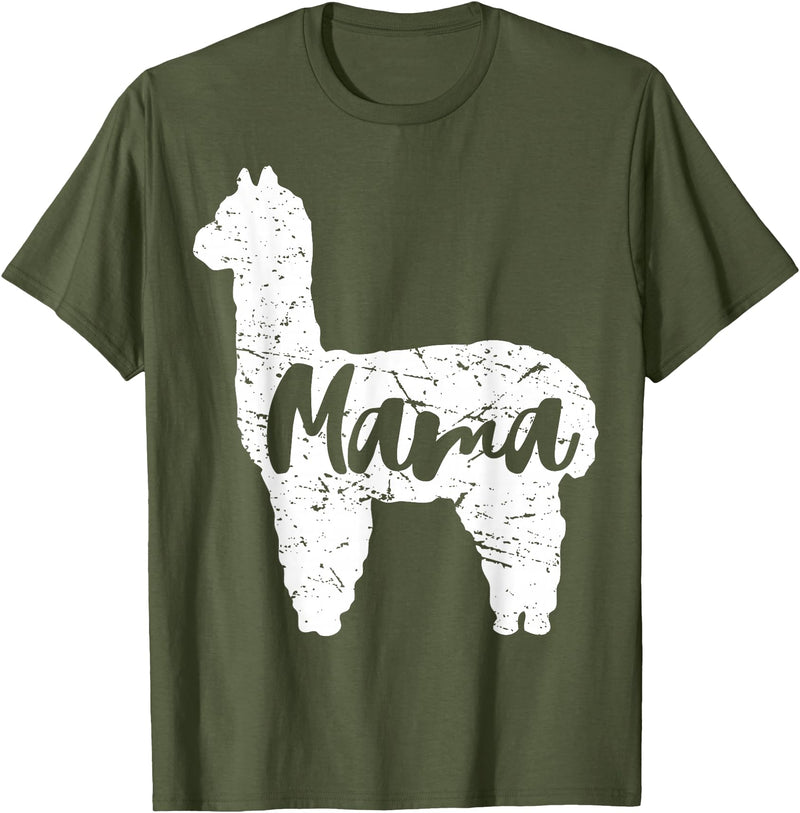 Happy Mothers Day Shirt Cute Gift Ideas Cute Proud Mama Llama Alpaca Happy Mothers Day Gift Shirt T-Shirt - Olive Green