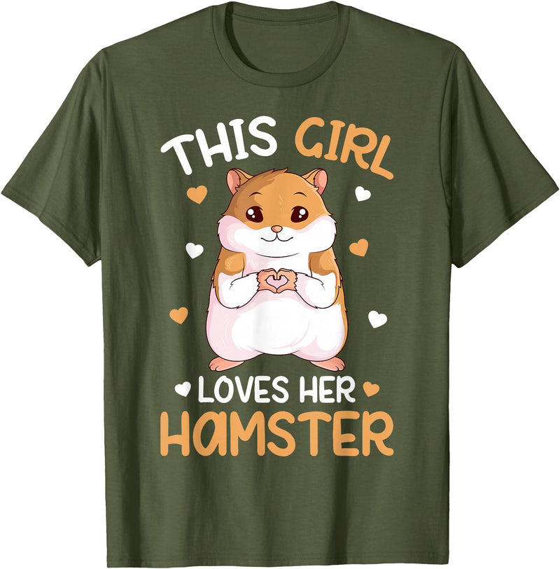 This Girl Loves Her Hamster Hammy Girls Hamster Lover T-Shirt - Olive Green