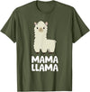 Llama Mama And Llama Papa Gifts Women Llama Mom Mama Llama T-Shirt - Olive Green