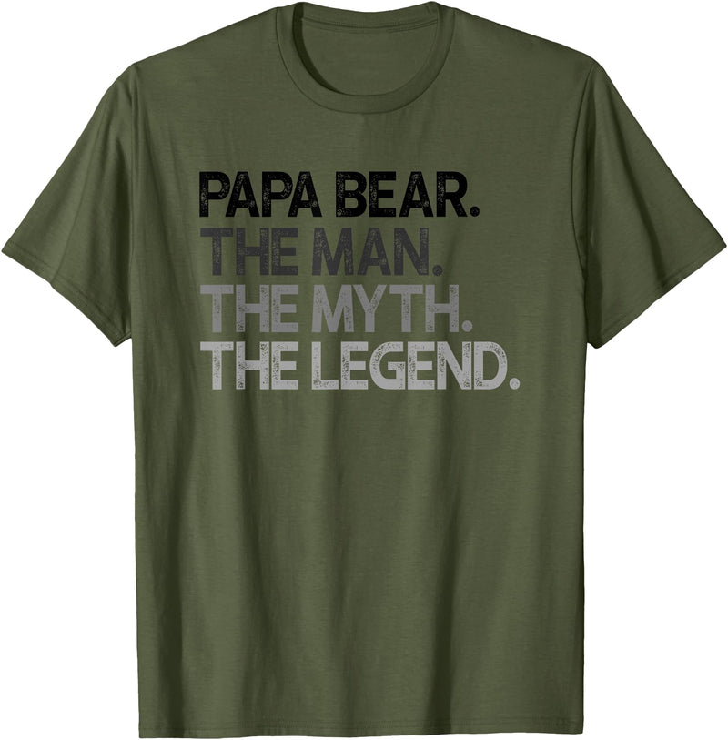 Papa Bear Gifts Papa Bear The Man The Myth Legend Gift T-Shirt - Olive Green