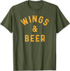 Threadrock Wings & Beer Funny Buffalo Chicken Lover Beer Drinker T-Shirt - Olive Green