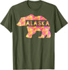 Proud Alaskan Bear Art Alaska State Pride Proud Alaskan Pink Grizzly Bear T-Shirt - Olive Green