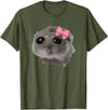 Coquette Sad Hamster Meme Crying T-Shirt - Olive Green