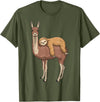 SubliminalFantasy Co. Sloth Llama Sloth Riding Llama Sloth Sleeping on Llama T-Shirt - Olive Green