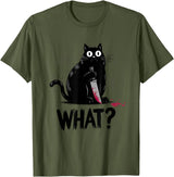Cat Owners Black Cat What? Black Cat Murderous Cat With Knife Black Cat T-Shirt