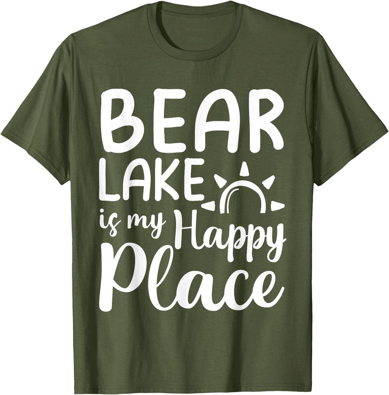 Lake Gifts & Accessories Bear Lake Is My Happy Place - Camping Nature Outdoor Lake T-Shirt - Olive Green
