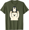 Wild Harmony Friends Co Polar Bear Penguin Friendship Cute Best Friends T-Shirt - Olive Green