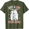 Funny Polar Bear Lover Apparel & Gift Ideas Just A Girl Who Loves Polar Bears Kids Girls T-Shirt - Olive Green