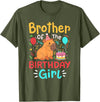 Cute Capybara Kids Birthday Party Gifts Shop Brother Of The Birthday Girl Capybara Bday Family Matching T-Shirt - Olive Green