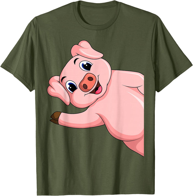 Funny Pig Lover & Owner Gift Ideas Pig Swine Kids Boys Girls Women T-Shirt - Olive Green