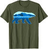 Save the Polar Bear Lovers Designs Polar Bear Print Landscape - Save the Polar Bear T-Shirt - Olive Green