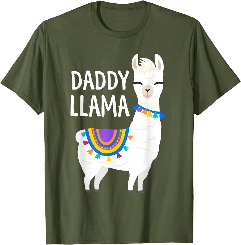 Birthday Llama Shirts Gift Daddy Llama Funny Father's Day Shirt Men, Dad, Dad Birthday T-Shirt - Olive Green