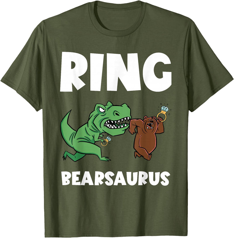 Funny Ring Bearer Wedding Ring Funny Ring Bearer Security Bear Dino Wedding Party Ring T-Shirt - Olive Green