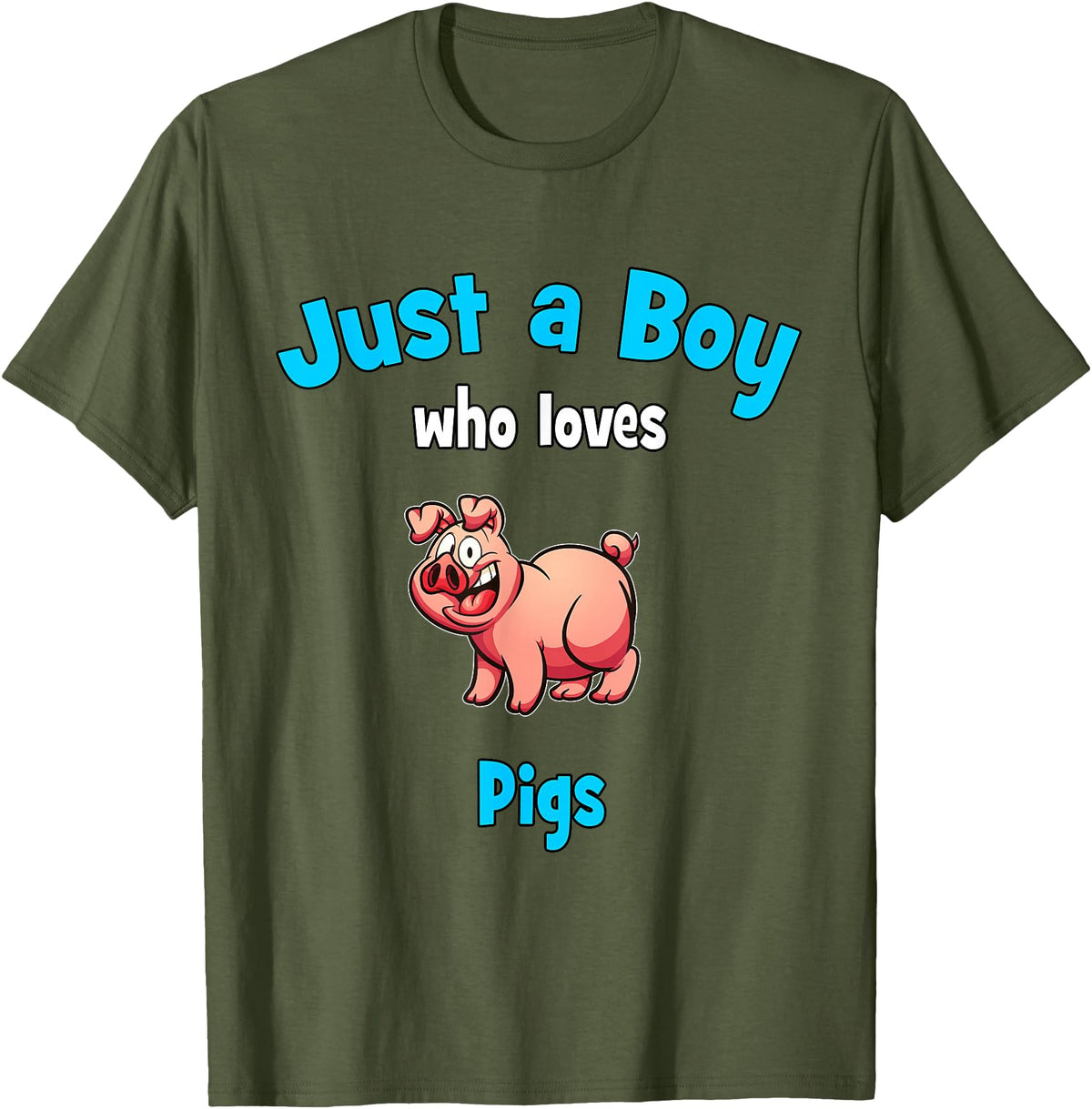 Boys Pig Shirts & Gifts for Kids Pig Shirt for Boys | Children's Pig T-Shirt - Olive Green