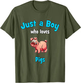 Boys Pig Shirts & Gifts for Kids Pig Shirt for Boys | Children's Pig T-Shirt - Olive Green