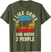 Funny Cows Lover Vintage Theme Gifts I like Cows and maybe 3 people funny vintage Farm theme T-Shirt - Olive Green