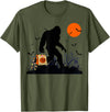 Dibble Dabble Designs Halloween Funny Halloween Bigfoot Trick or Treating - Bigfoot T-Shirt - Olive Green