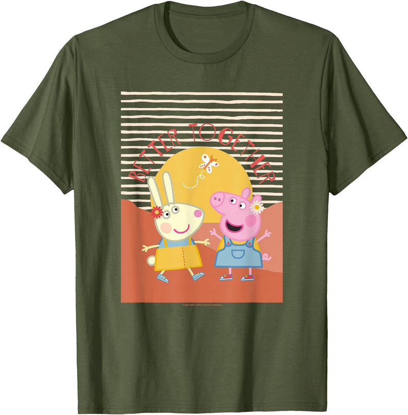 Peppa Pig Better Together Rebecca Rabbit Retro Portrait T-Shirt - Olive Green