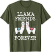 Llama Friendship Girls Llama Friends Girls Women Llama Friendship T-Shirt - Olive Green