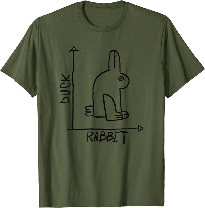 Rabbit Duck Illusion T-Shirt in Olive Green