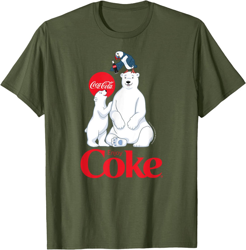 Coca-Cola Company Coca-Cola - Polar Bears and Coca-Cola T-Shirt - Olive Green