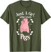 Cool Animal Farmers Year Of Pig Women Girl Designs Funny Just A Girl Who Loves Pigs Gift | Cute Mini Piggy Kids T-Shirt - Olive Green