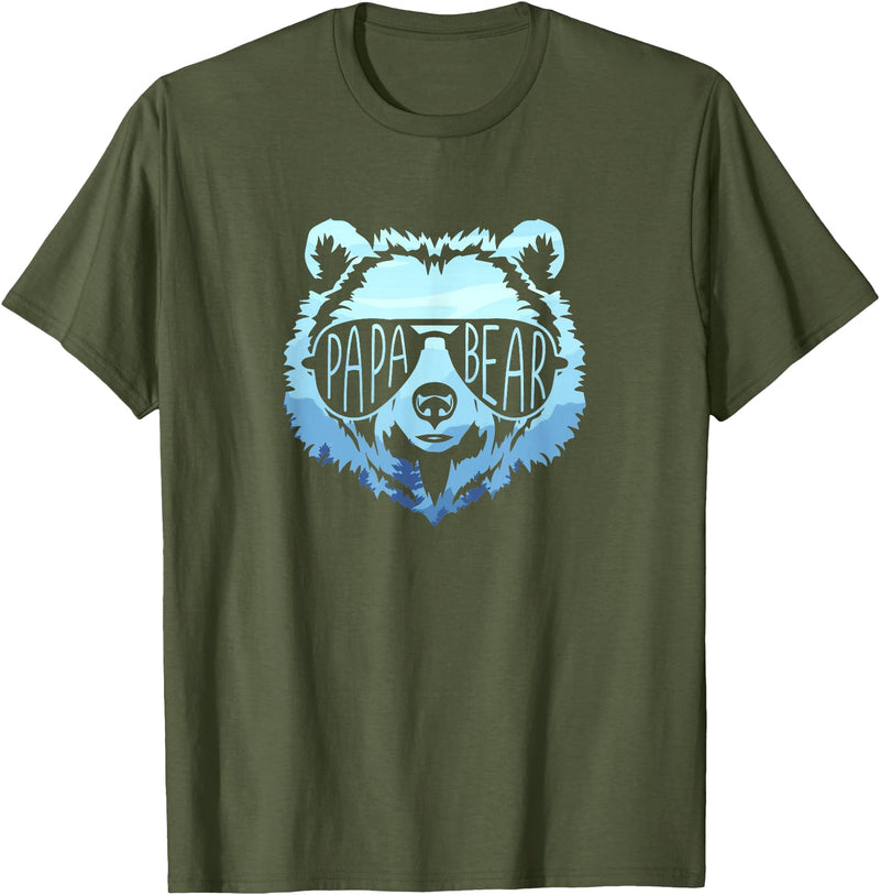 papa Grizzly in sunglasses Papa Bear Vintage Graphic T-Shirt - Olive Green
