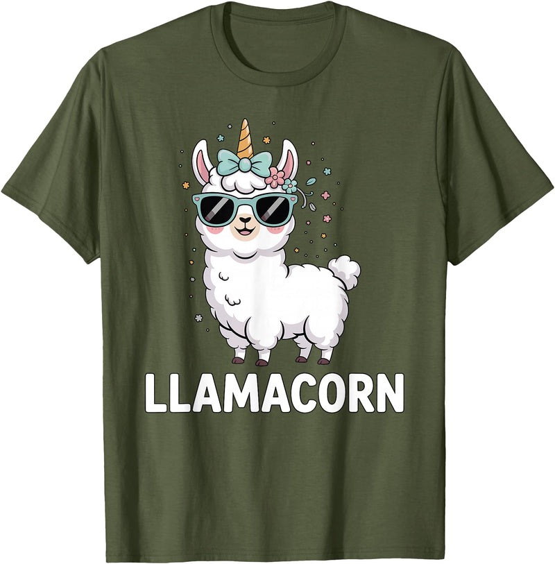 Funny Llamacorn Lover Llama Design Llamacorn Funny Llama Unicorn For Girls Kids Lover Llamacorn T-Shirt - Olive Green