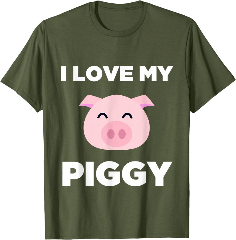 Adorable Fat Animals Tees I Love My Piggy - Funny Pet Pig Lover Cute T-Shirt T-Shirt - Olive Green