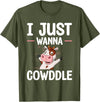 Bedtime Cow Aficionados Pajama For Farmer I Just Wanna Cowddle Cuddle Cow Sleeping T-Shirt - Olive Green