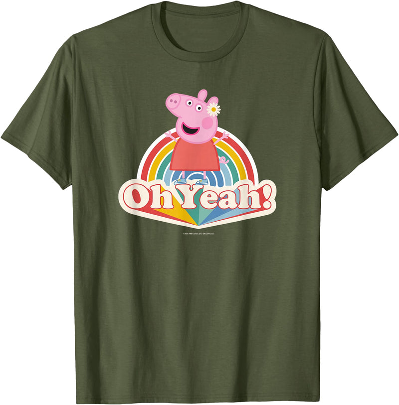 Peppa Pig Oh Yeah! Rainbow Daisy Queen T-Shirt - Olive Green