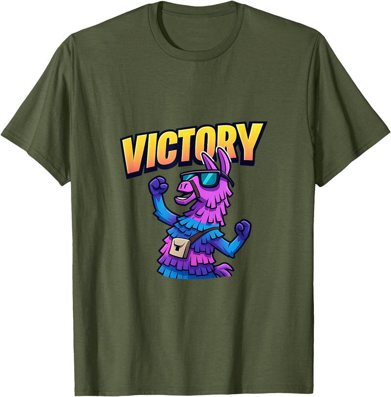 PixelLlama Victory Gaming Victory Llama T-Shirt - Olive Green