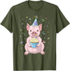 Funny Party Animals Cute Pink Pig Party Hat 50th Birthday Cupcake Gift T-Shirt - Olive Green