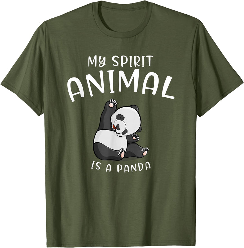 Animal Shirt Gifts for Birthday My Spirit Animal is A Panda Panda Bear SHIRTAnimal Lover Tee T-Shirt - Olive Green