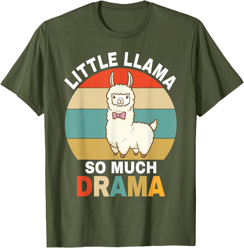 Caticorn Shirt Llama Shirt Kids Boys Toddler Little Llama So Much Drama T-Shirt - Olive Green