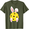 Cute Rabbit Lover Bunny Graphic T-Shirt (Black) in Olive Green
