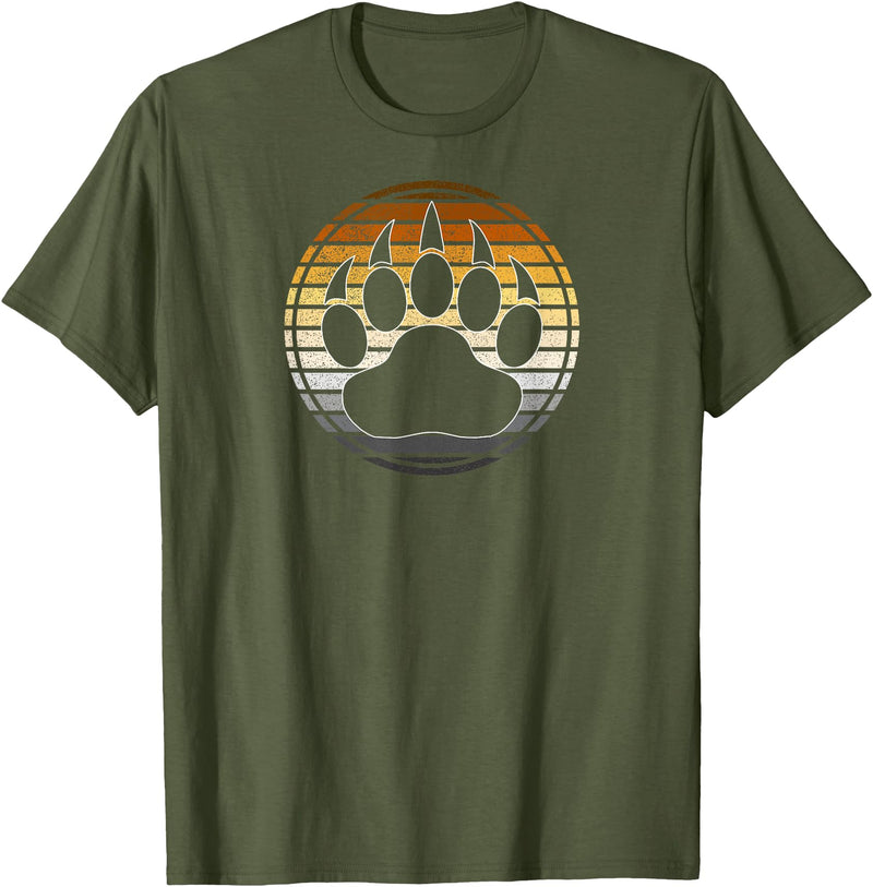 TeePanic LGBTQ Vintage Distressed Gay Bear Pride Claw Silhouette Horizon T-Shirt - Olive Green