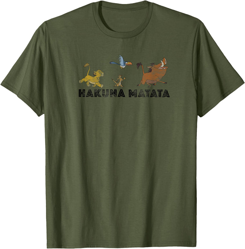 Disney - : Lion King Hakuna Matata Simba Timone Pumbaa T-Shirt - Olive Green