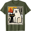 Utschki Bratschki Black Cat and Polar Bear Winter Animal Cute Snow Art T-Shirt - Olive Green