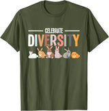 Celebrate Diversity Breeder for Rabbit Lovers T-Shirt in Olive Green