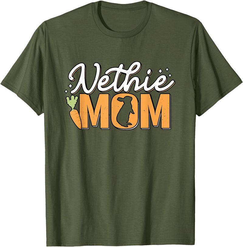Netherlands Dwarf Rabbit Nethie Mom Bunny Mama Rabbit Dad T-Shirt in Olive Green