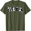 YaYa Cow Print Cow Pattern Cute Mother Grandma Matching T-Shirt - Olive Green