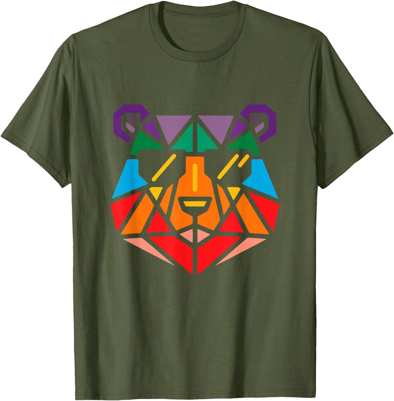 Bear Gay Pride Novelty by Ryan Co. Gay Bear Pride LGBTQ Rainbow Flag Gay Pride Men Women T-Shirt - Olive Green