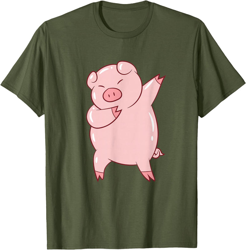 Cute Pig Tees Dabbing Pig Cute Pigs Dab Farmer Funny Pig T-Shirt - Olive Green